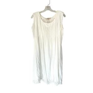 Antica‎ Sartoria White Cottagecore Lagenlook Sleeveless Dobby Dress Size Medium